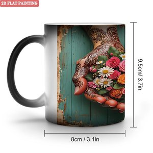 Mug en céramique réutilisable 11oz Noir givré Sensible à la chaleur Tasse à thé et à café - Product Image 1
