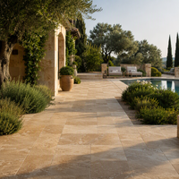 Dalles de travertin naturel taillées sur mesure pour l'extérieur, pavés en pierre naturelle pour patio, terrasse de piscine, revêtement mural, revêtement de sol