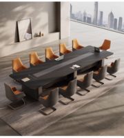 Table de conférence en bois haut de gamme, grande, moderne, rectangulaire, pour usage commercial, ensemble table et chaises 8-20 places