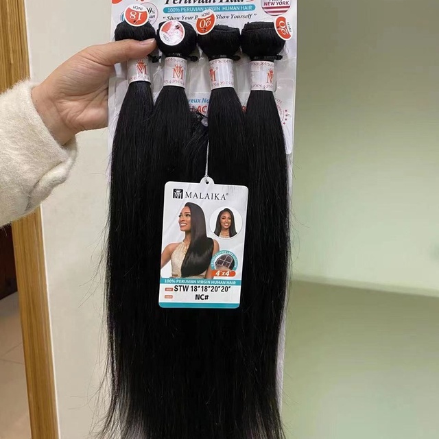 MALAIKA 4+1 Closure with Bundles Straight Deep Natural Curly High Quality 100% Human Hair Weave