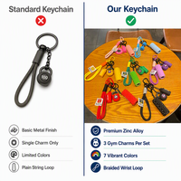 Ensemble de porte-clés mini gym, 7 couleurs, pendentif équipement de fitness, pour sac à dos, cadeau promotionnel mignon, personnalisable OEM, vente en gros