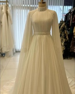 Vestido <span class=keywords><strong>de</strong></span> <span class=keywords><strong>Novia</strong></span> <span class=keywords><strong>de</strong></span> Lujo Estilo <span class=keywords><strong>Princesa</strong></span> Moderno, Diseño Elegante en Chifón, Línea Recta con Cola <span class=keywords><strong>de</strong></span> Capilla, para Primavera y Verano - Product Image 2