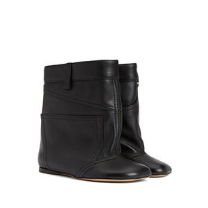 Botines Negros de Mujer con Punta Cuadrada y Diseño de Tubo Ancho, Planos y con Estilo de Manga, Novedad Otoño 2025 - Product Image 1