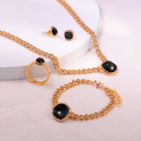 Ensemble collier et boucles d'oreilles en acier inoxydable de haute qualité plaqué or 18 carats, pendentif cœur, papillon, trèfle, bijoux de luxe pour mariage, mode