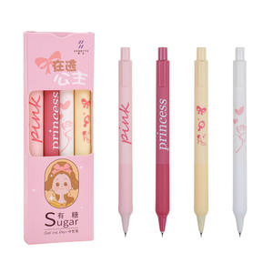 Set Pulpen Gel Kreatif Silikon Motif Putri Lucu Kartun, Tempat Pulpen Netral, untuk Pelajar, 4 Buah - Product Image 1