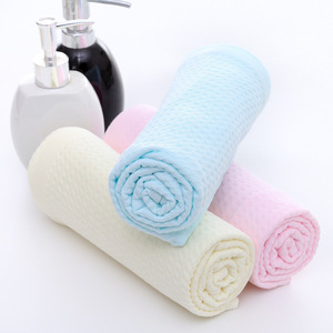 Serviette de plage rectangulaire en coton double couche jacquard à carreaux 70x140 cm, absorbante, pour la natation, la douche et le bain - Product Image 4
