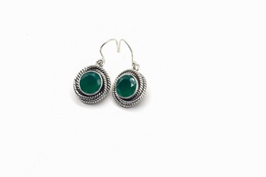 Boucles d'oreilles pendantes artisanales en onyx vert, pierre précieuse naturelle, argent sterling 925, pour femmes, vente en gros, fabricant - Product Image 3