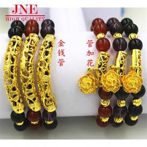 Bijoux de Dubaï Accessoire plaqué or Couple coréen Bracelet <span class=keywords><strong>Obi</strong></span> plaqué or Lucky Crystal Colorfast Hommes et femmes Agate Bead - Product Image 5