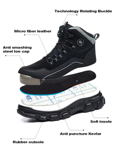 Rotating Button Leather <b>Shoes</b> <b>Men's</b> Safety Boots Quality <b>Work</b> Boots Steel Toe <b>Shoes</b> Puncture-Proof Security Sneakers Waterproof - Product Image 5
