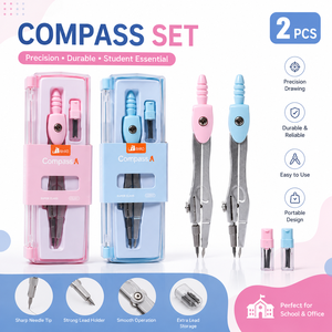 Set di Compassi Personalizzati OEM con Logo, Rosa e Blu, Compasso di Precisione per Studenti, Insegnanti, Ufficio e Forniture Scolastiche - Product Image 1