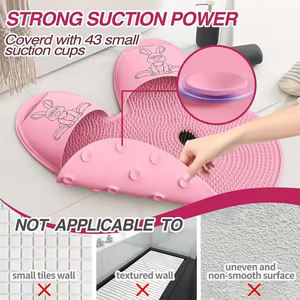 Rabbit Bathroom <b>Shower</b> Anti Slip Mat <b>Foot</b> <b>Scrubber</b> Back <b>Scrubber</b> Circular Massage Mat Silicone <b>Foot</b> Mat Bathroom Accessories - Product Image 4