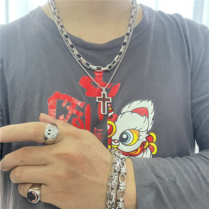 Titanium Steel <b>Cross</b> Pendant Mahogany Inlay Christian Religious Necklace For Men Everyday Wear - Product Image 4