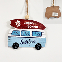 Plaque murale décorative de Noël en bois imprimée UV, motif planche de surf, pour la maison et la plage, écologique