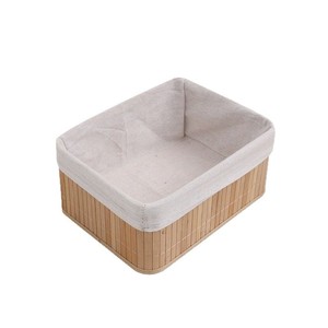 Ensemble de paniers de rangement <span class=keywords><strong>en</strong></span> bambou tressé à la main, 3 paniers organisateurs <span class=keywords><strong>en</strong></span> <span class=keywords><strong>osier</strong></span> multi-usages, style minimaliste moderne, rectangulaires pour bureau - Product Image 5