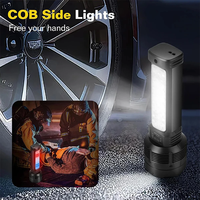 Linterna de Largo Alcance de Alta Luminosidad, Alimentada por Energía Solar, COB, Luz Lateral de Doble Color, Carga Rápida Tipo C, Linterna Portátil de Emergencia para Camping