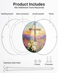 Attrape-soleil en vitrail floral en forme de croix, personnalisable en gros, cadeau de Pâques, directement de l'usine, décoration religieuse pour intérieur, chapelle et maison - Product Image 4