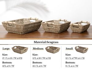 Paniers <span class=keywords><strong>de</strong></span> rangement modernes et écologiques en jacinthe d'eau tressée avec poignées en bois pour l'organisation multifonctionnelle <span class=keywords><strong>de</strong></span> la maison - Product Image 4