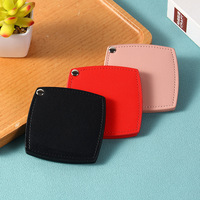 Custom Logo Stainless Steel Square Swivel Magnifying Dual Sided Cosmetic Mirror Bag Make up Pocket Pendant