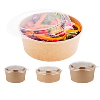 Bols à salade en papier kraft à double paroi de 1100 ml, 165 cal, avec couvercle en PP/papier, pour emporter, échantillon gratuit, pour emballage de sucettes et de produits alimentaires