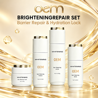 Coffret Soin Visage Éclaircissant Anti-Taches pour Femmes, Teint Terne et Irrégulier, 4 Pièces : Essence, Sérum, Lotion, Crème – Vente en Gros OEM