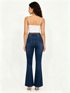 Vaqueros acampanados de cintura alta para mujer, pantalones de mezclilla elásticos que realzan los glúteos, corte ajustado, estilo vintage, pantalones acampanados, ropa urbana - Product Image 5