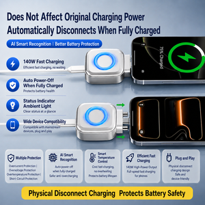 Adaptador de Carga Rápida de 140W con Desconexión Inteligente para Teléfono Móvil, Tableta y Portátil, Carga Completa, Desconexión Automática por IA - Product Image 3