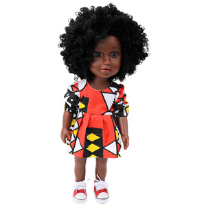 Venta al por mayor personalizado precio de fábrica africano negro bebé muñecas 35cm Afro negro piel muñeca niños vinilo Juguetes - Product Image 5