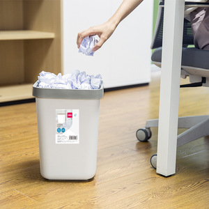 Deli Trash Can 10L Light Gray Rectangular Plastic Indoor Household Waste Bin - Product Image 4