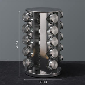 360 °   Set Portaspezie Girevole <span class=keywords><strong>in</strong></span> Acciaio Inox con 12/16/20 Barattoli <span class=keywords><strong>in</strong></span> <span class=keywords><strong>Vetro</strong></span> Organizzatore per Condimenti da <span class=keywords><strong>Cucina</strong></span> Supporto per Ripiano - Product Image 6