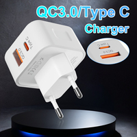 Prise murale universelle 20W USB C Port A + C PD Charge rapide Chargeur d'alimentation multi-appareils pour téléphone portable