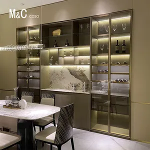Modern Italian Nordic Wooden Wine Cabinet Design Glass Bar Living Room Furniture Wine Cooler