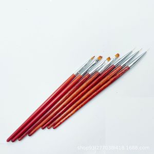 Juego de pinceles de arte de <span class=keywords><strong>uñas</strong></span> con mango de palisandro para gel y esmalte, pincel de abanico para pegamento, herramientas de madera para decoración de <span class=keywords><strong>uñas</strong></span> al por mayor - Product Image 3