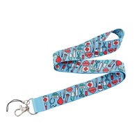 Sangle de cou en nylon personnalisée avec impression par sublimation Cordon d'anime mignon avec clip en métal Genre Polyester