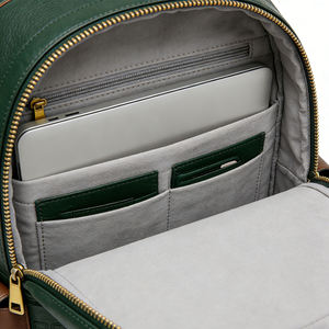 复古风格防水 PU 皮革背包，带翻盖和多口袋设计，适合日常旅行、工作、时尚服装使用 - Product Image 4