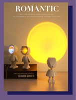 Lampe Coucher de Soleil Robot, Veilleuse USB à Commande Tactile, Lumière d'Ambiance pour Chambre, Projection du Lever du Soleil