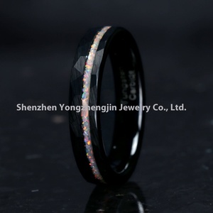 Tg 6mm 8mm đen kẽm mạ kênh thiết lập thực sự bị hỏng <span class=keywords><strong>Opal</strong></span> harmmed tungsten carbide cho nam giới phụ nữ vài đám cưới ban nhạc vòng - Product Image 5