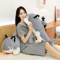 Peluche Chien Requin Amusante, Animal en Peluche Ultra Doux en Coton PP pour Câliner et Dormir, Compagnon de Lit Original, Cadeau en Gros