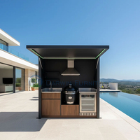 Cuisine extérieure moderne sur mesure de 3 m, îlot de cuisine BBQ modulaire en acier inoxydable 304, OEM