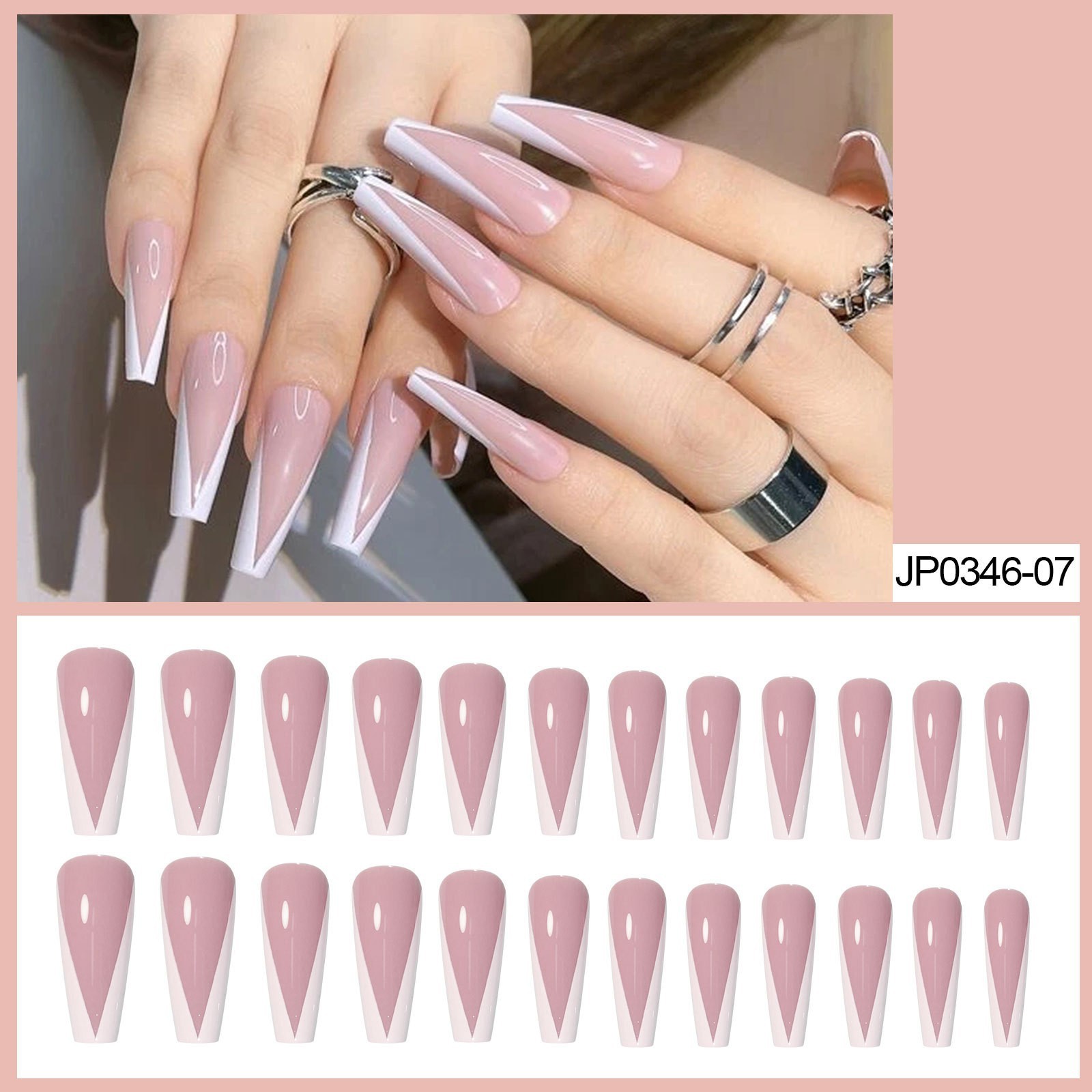 24 pièces français foncé portable ongles 07 blanc v