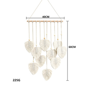 Macramé naturel feuilles salon chambre décoration à la main tenture murale pendentif coton <span class=keywords><strong>tapisserie</strong></span> murale - Product Image 5