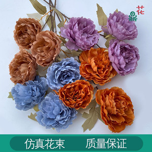Flores Artificiales de Peonía en Capas de 65 cm, Decoraciones de Boda de Seda Roja - Product Image 5
