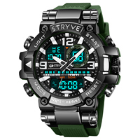 STRYVE Montres de sport pour hommes Mode Résistant aux chocs 50M Étanche Montre-bracelet Alarme LED Chronomètre Horloge Montres pour hommes 8025