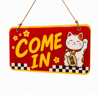 Panneau en acrylique personnalisé avec texte sur mesure, décoration de chat porte-bonheur à suspendre pour vitrine, idéal pour les magasins, cafés, restaurants et entreprises