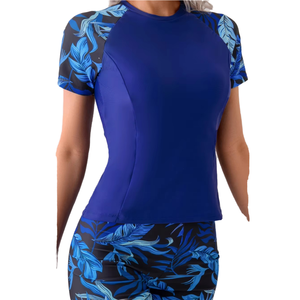 Costume <span class=keywords><strong>da</strong></span> <span class=keywords><strong>bagno</strong></span> due pezzi <span class=keywords><strong>da</strong></span> <span class=keywords><strong>donna</strong></span> all'ingrosso, comodo, blu stampato, con <span class=keywords><strong>pantaloncini</strong></span> per surf, immersioni e <span class=keywords><strong>bagno</strong></span>, logo frontale blu - Product Image 4