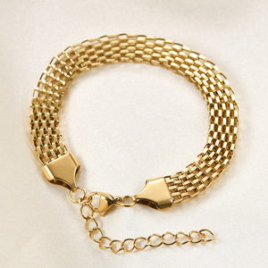 Brazalete de Moda de 8 mm de Ancho, Trenzado, de Metal Color Dorado, Joyería Unisex, Diseño Geométrico, Material de Aleación de Zinc - Product Image 3
