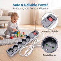 Vente chaude EU Plug Adapter Industrial Power Strip avec 5 prises 2 Ports USB 16A Courant nominal Protection Switch 5 Seat Socket
