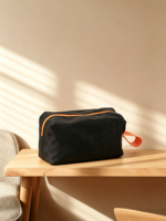 Tas Kosmetik Oxford Tahan Air Awet, Dompet Makeup Portabel, Pouch Dopp Kit Minimalis, Pouch Resleting Poliester dengan Tali Pergelangan Tangan