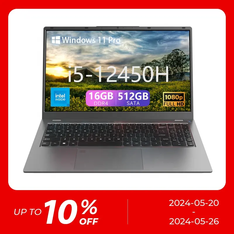 Notebook para jogos, notebook de 15.6 polegadas Win 11 novo core i5 i5-12450H 4.4 GHz 16 GB RAM 512 GB ROM, entrega em 48 horas