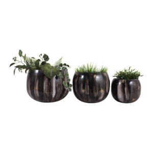 Set di 3 Vasi Decorativi Rotondi in Metallo, Moderni Portafiori per Interni ed Esterni, Ingresso, Soggiorno, Ufficio - Product Image 2