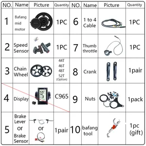 Bafang BBSHD BBS01B BBS02B Mid Drive Motor 250W -1000W Kit motore Bafang Ebike Kit di conversione